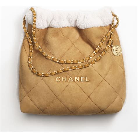 sherpa chanel bag|Large shopping bag, Shearling lambskin, lambskin &gold.